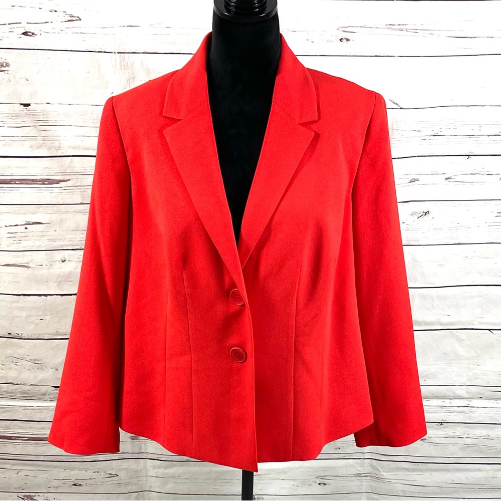 Kasper Jacket Women’s Size 14W‎ Red Blazer Long Sleeves.